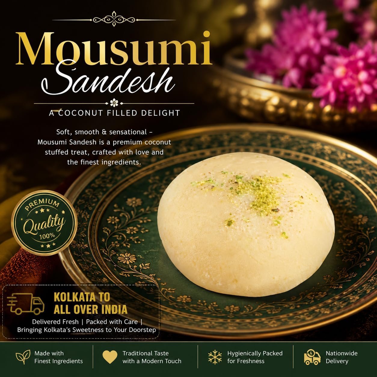 Mousumi Sandesh: The Coconut-Stuffed Jewel of Kolkata’s Sweet Heritage