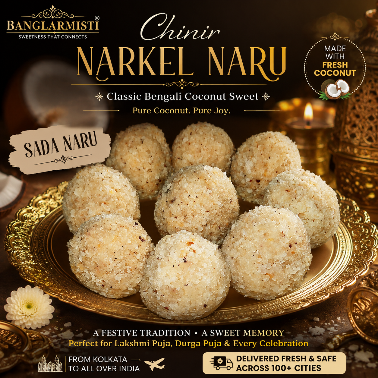 Chinir Narkel Naru: The Quintessential White Coconut Laddoos of Bengal
