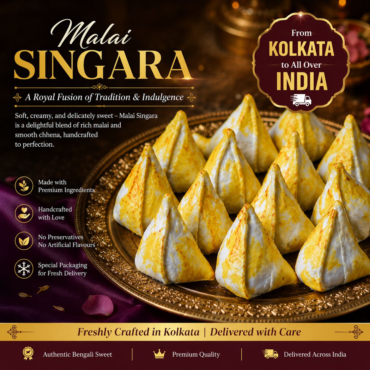 Malai Singara Sandesh - Kolkata’s Creamy "Samosa" Masterpiece